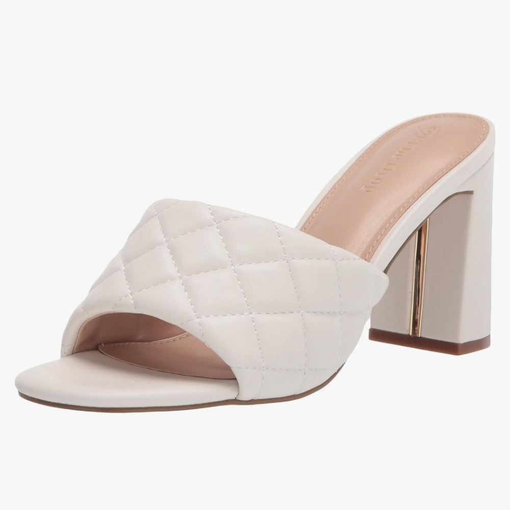 Ivory Block Heeled Mule Sandal